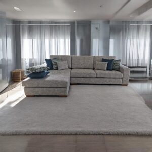 Sofá Aubrin – Canto com Chaise Longue e Tecido Marmoreado